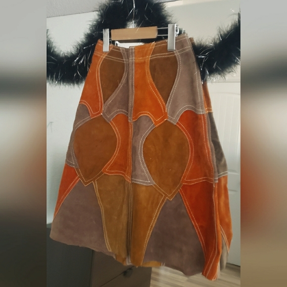 60's Vintage Suede Patchwork Skirt - Picture 2 of 6